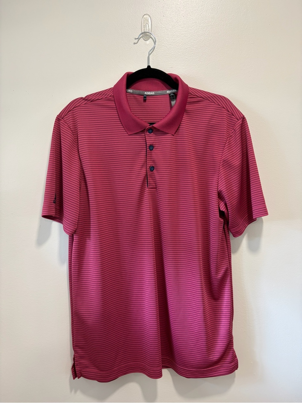 adidas Men's Magenta Striped Polo
#0121
